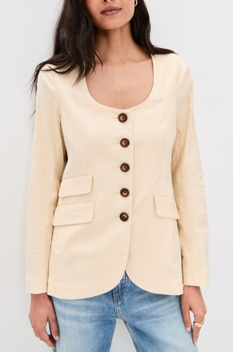 Blazer lino straccio osso - di,