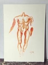 Disegno su cartoncino- Nudo stilizzato, Firma Pietro Lista Arte contemporanea SA