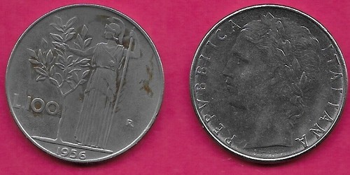 Italia 100 lire - 100, 1956-r