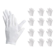 12 Paia Guanti Cotone Bianco