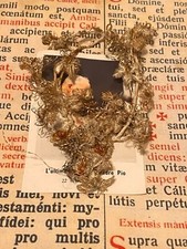 RARA RELIQUIA Padre Pio "Decorazione in argento dalla sua ultima messa": fiori stupendi!