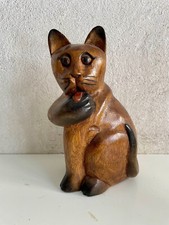 Gatto in legno dipinto a mano