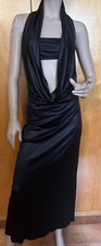 PATRIZIA PEPE DRESS NERO SCOLLO PROFONDOHALTER SCHIENA SCOPERTA LUNGO ABITO TG S