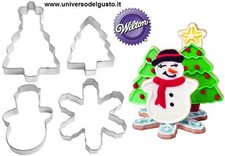 SET 4 TAGLIAPASTA IN METALLO CHRISTMAS NATALE 3D WILTON TAGLIABISCOTTI DECORA