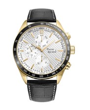 Orologio Uomo Sportivo Pelle Oro Giallo Quarzo Quad. Bianco Pierre Ricaud 24 Gar
