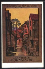 Cartolina artistica La Vielle Vormandie, canale, Chemins de fer de l'État, turismo 