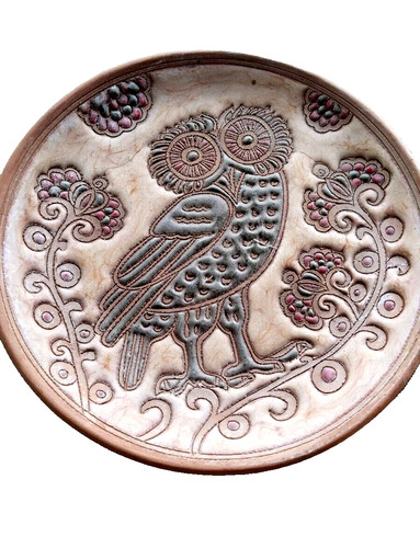 Piatto gufo terracotta