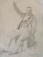 Dessin Esquisse Homme Giovanni Bartolena 1886-1942 20th Art draw Italia Livorno