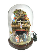 Presepe Napoletano in Campana di Vetro + Luci 220V Cm 22x30h Idea Regalo