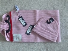 M&S X Bella Freud - Sciarpa e cappello in lana cashmere (rosa)
