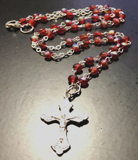 Collana rosario con croce da donna catenina girocollo Swarovski lunga 50 cm