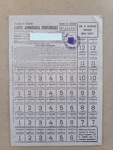 293a tessera carta - tessera, annonaria