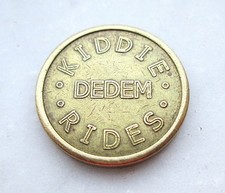 Gettone giostra dorato vibtage KIDDIE RIDES TECNOTROM DEDEM LGI moneta anni '70