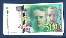 500 francs PIERRE ET MARIE CURIE DE 1995 NEUFS consécutifs vendus à l'unité