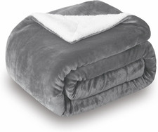 Coperta Plaid in Pile Sherpa, Grigio 220 X 240 Cm Coperta Di Peluche Super Morbi