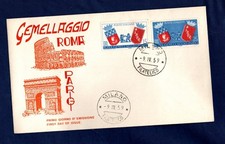 ITALIA 1959 GEMELLAGGIO ROMA PARIGI  SU BUSTA PRIMO GIORNO