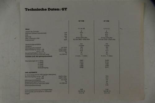 Scheda tecnica opel 1969 - opel,