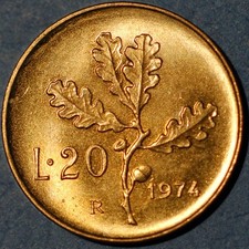 Italy 20 Lire 1974 KM# 97.2