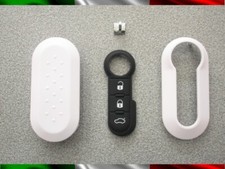 COVER GUSCIO CHIAVE + TASTI + GANCIO PORTACHIAVI FIAT LANCIA TELECOMANDO BIANCO