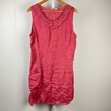 Abito Lungo L'Arno Lino Donna Grande Rosa Senza Maniche 100% Lino Italia