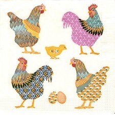 (2) Due tovaglioli di carta per bevande per decoupage/mezzi misti - pulcino Galli e galline