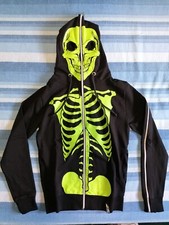 Sport Felpa Scheletro Verde florescente "Teckt-Nik" NEW! Horror London. Original