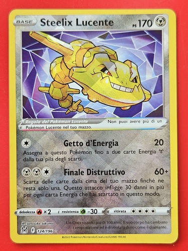 Carta pokemon steelix - carta, lucente