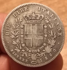 Moneta 2 Lire 1860 Firenze, Vittorio Emanuele II Re Eletto, Rara, Rif. 7439