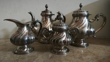Servizio da tè e caffè 4 pezzi placcato in argento, 1960