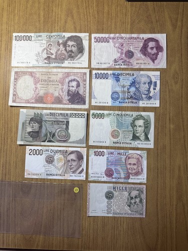 Lotto banconote lire - lire, 100000