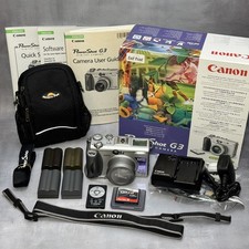 Canon PowerShot G3 4MP fotocamera digitale 1GB scheda Sandisk CF, 4 batterie, caricabatterie
