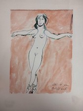 MANZU' GIACOMO (Bergamo, 1908-Roma 1991) T riproduzione a stampa s.d. foglio cm.