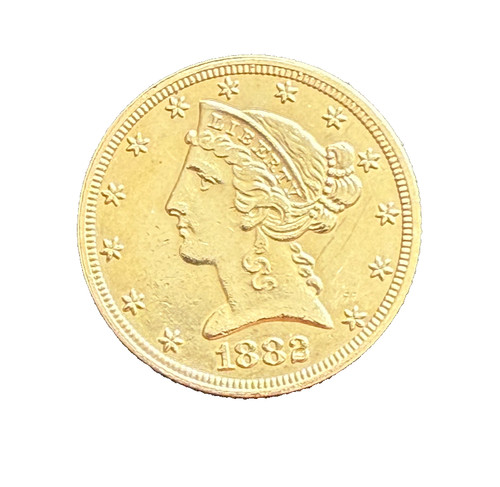 1882 oro 5 dollari - us, testa
