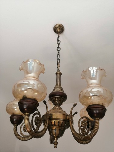 Lampadario ottone brunito