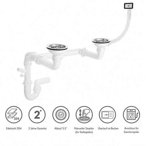 Set scarico sifone 2x3 - ,5", per