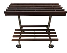 Carrello avvolgibile vintage MCM TV stereo utility cucina bar doghe legno oro 2 livelli 