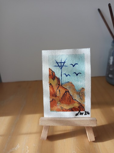 Aceo desert blue red rock - aceo,