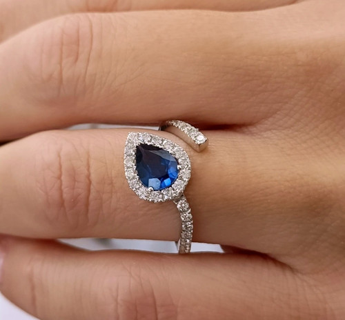 Anello zaffiro goccia blu - goccia,