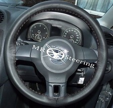 Per VW Polo MK5 6R 2009 + Top Qualità Nero Italiano Volante IN Pelle Cover