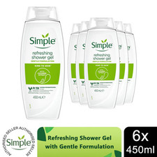 Simple Kind to Skin Gel Doccia Rinfrescante con Formulazione Delicata 450ml, Confezione da 6