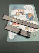 [ 4] black vintage Universal Geneve 16mm strap 1950s, Smooth Leather, Dark Grey