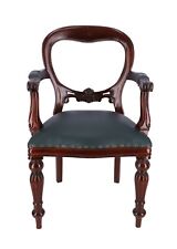 Sedia per scrivania in legno mogano stile inglese davenport rivestimento verde