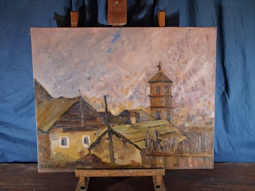 Dipinto paesaggio olio - olio, su
