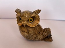 Gufo civetta in alabastro di Volterra antico lavorato a mano fermacarte libri