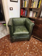 Poltrona chester verde vintage industriale shabby chic casa loft pelle