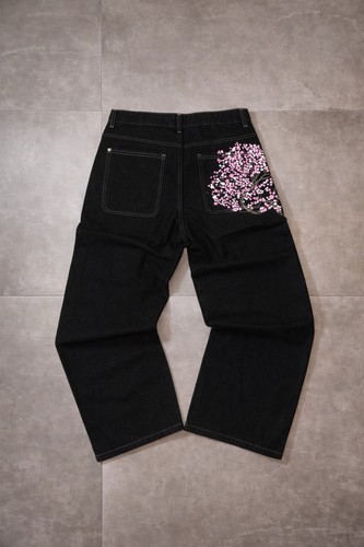 Jeans baggy ricamati motivo - jeans,