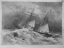 1874 Bateau Aviso Il Soffiatore 2 Giornali Antichi