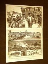 Grande Sciopero ferroviario in America nel 1886 Incendio vagoni Polizia Scontro
