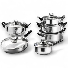 Set Batteria di Pentole Padelle 12 PEZZI Induzione Antiaderenti in Acciao Inox