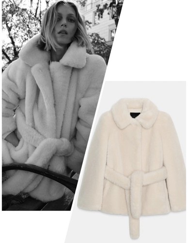 Zara faux fur belted - faux, zw